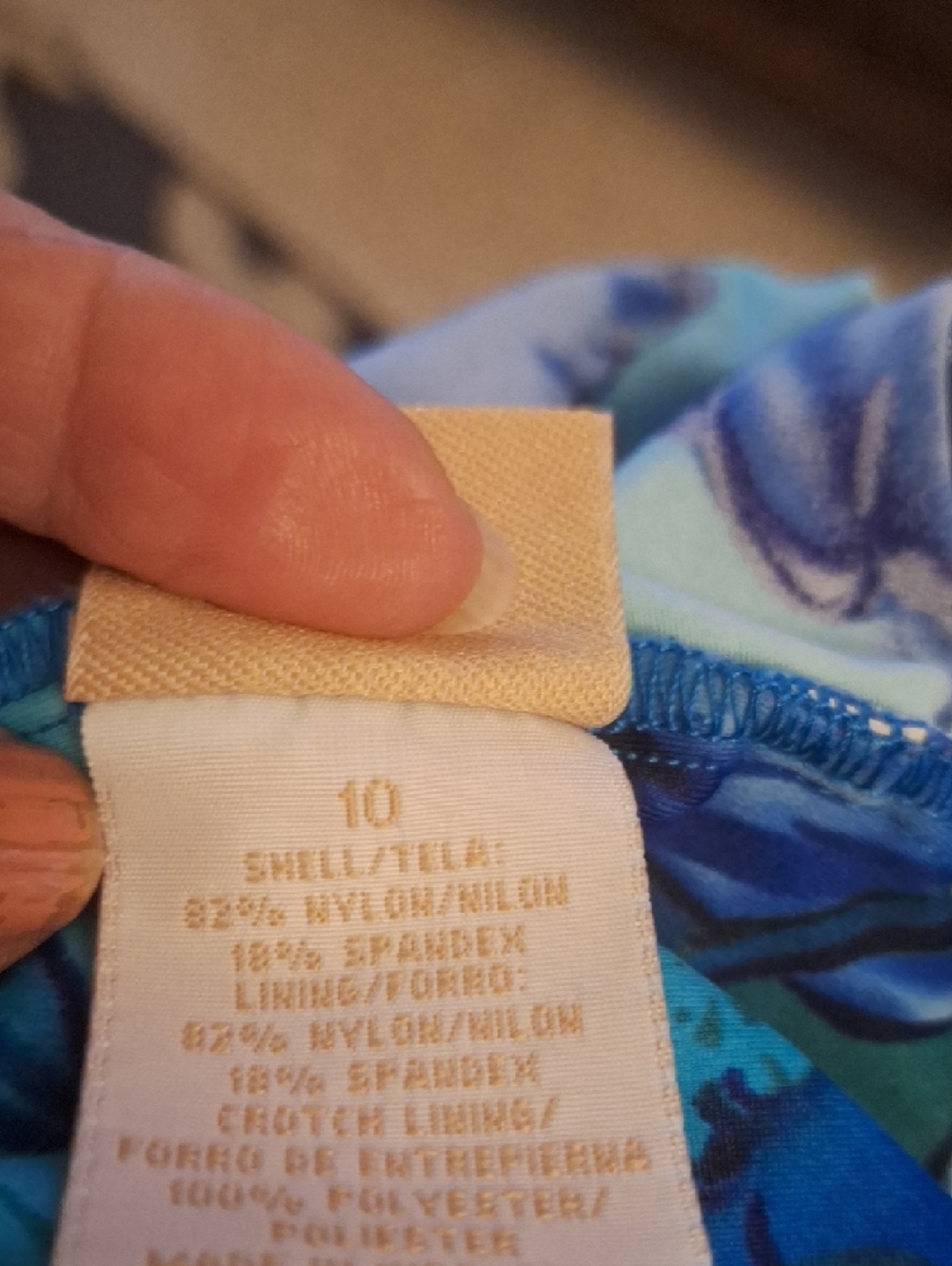 Cove Turquoise and Blue Tropical-Print Roushed Front One Piece Swim Suit Size 10 - Picture 4 of 10